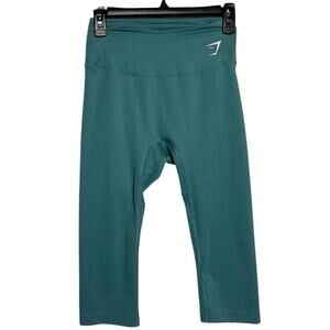 079 Gymshark Training Capri Leggings (M, Teal, EUC)